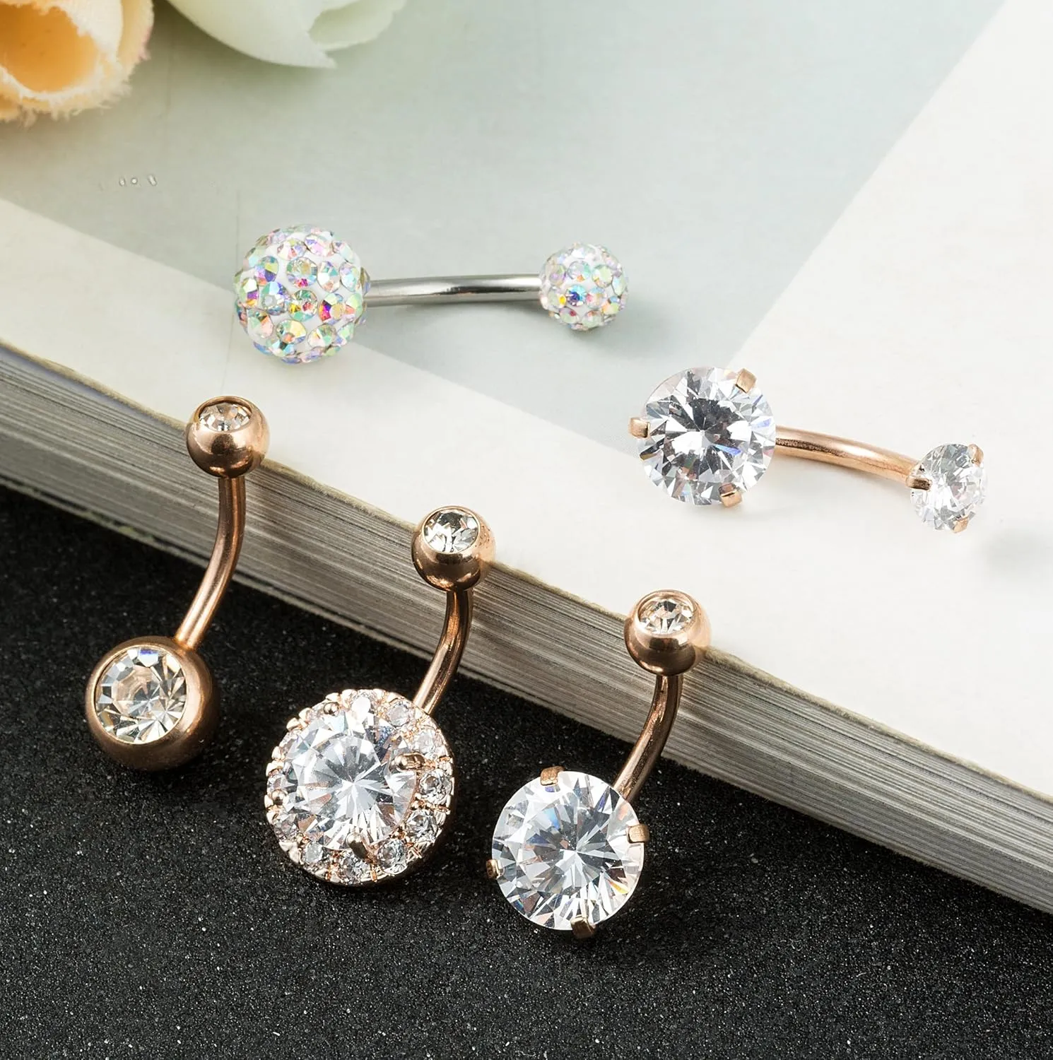 REVOLIA 14G Stainless Steel Belly Button Rings for Women Navel Rings CZ Body Piercing