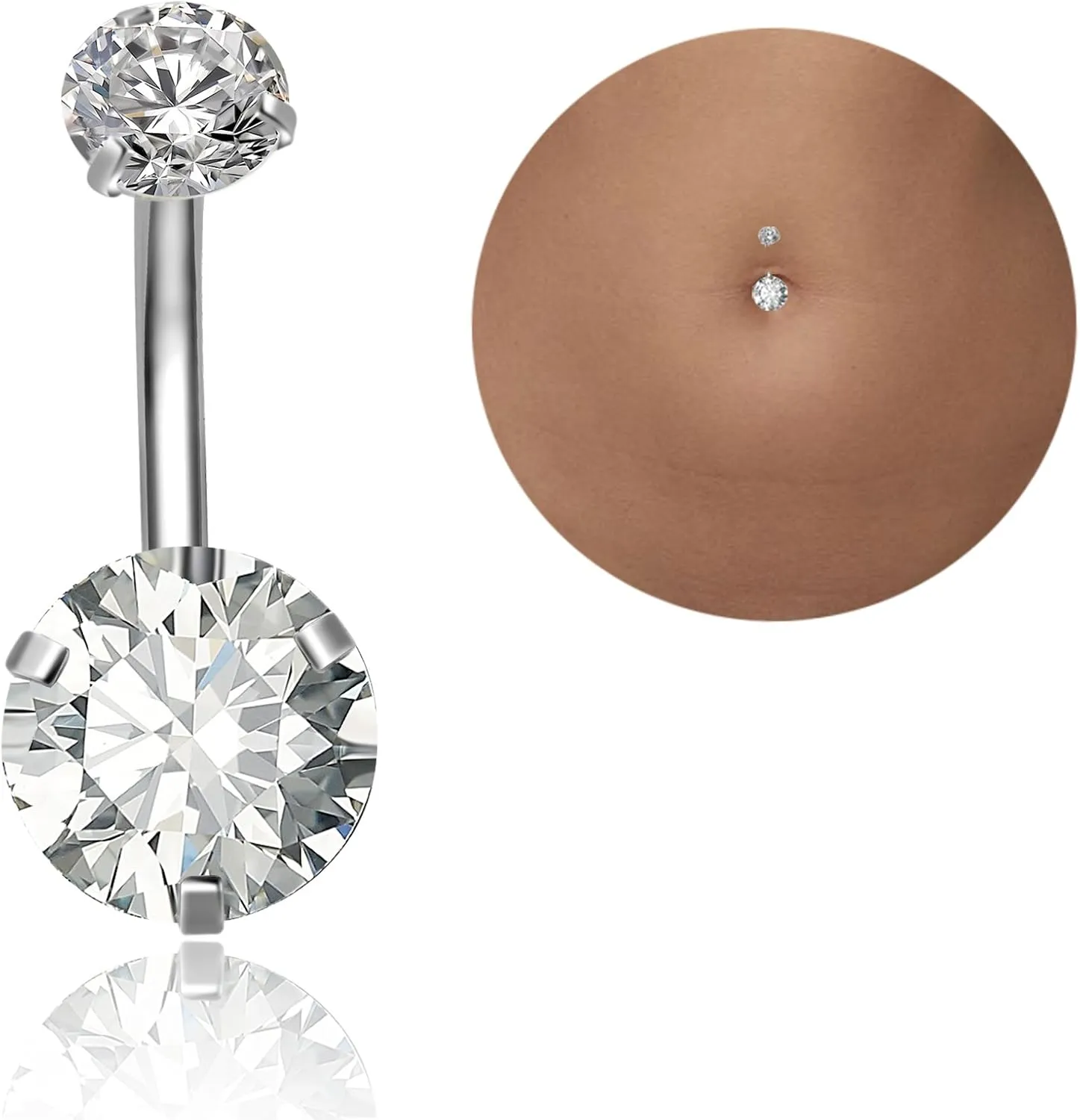 REVOLIA 14G Stainless Steel Belly Button Rings for Women Navel Rings CZ Body Piercing