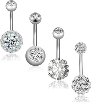 REVOLIA 14G Stainless Steel Belly Button Rings for Women Navel Rings CZ Body Piercing