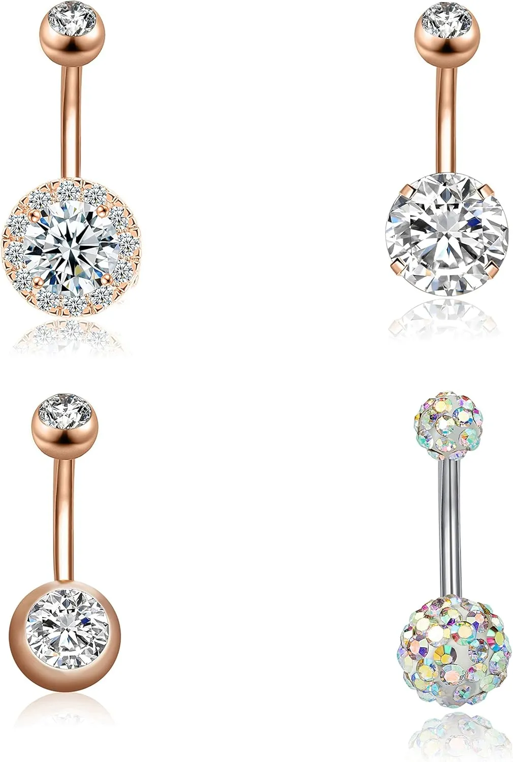 REVOLIA 14G Stainless Steel Belly Button Rings for Women Navel Rings CZ Body Piercing