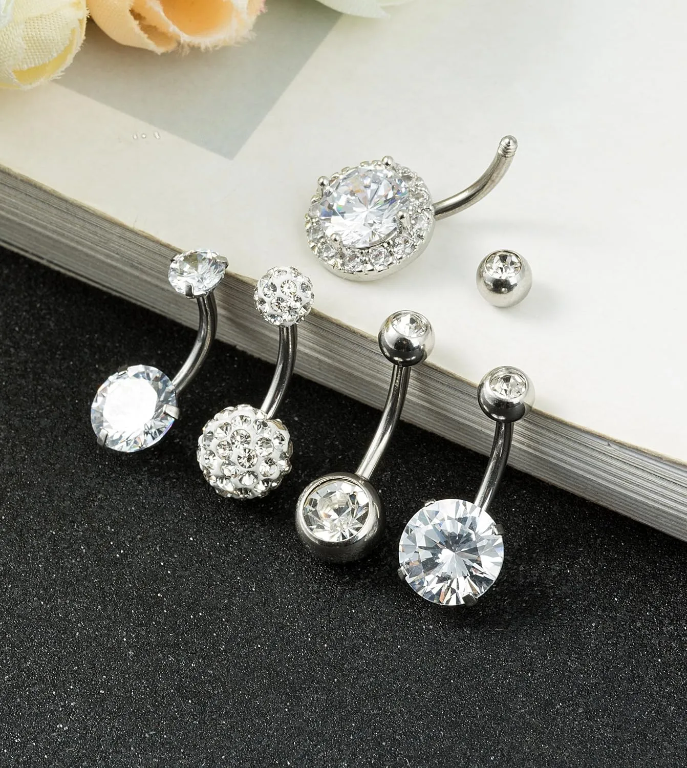 REVOLIA 14G Stainless Steel Belly Button Rings for Women Navel Rings CZ Body Piercing