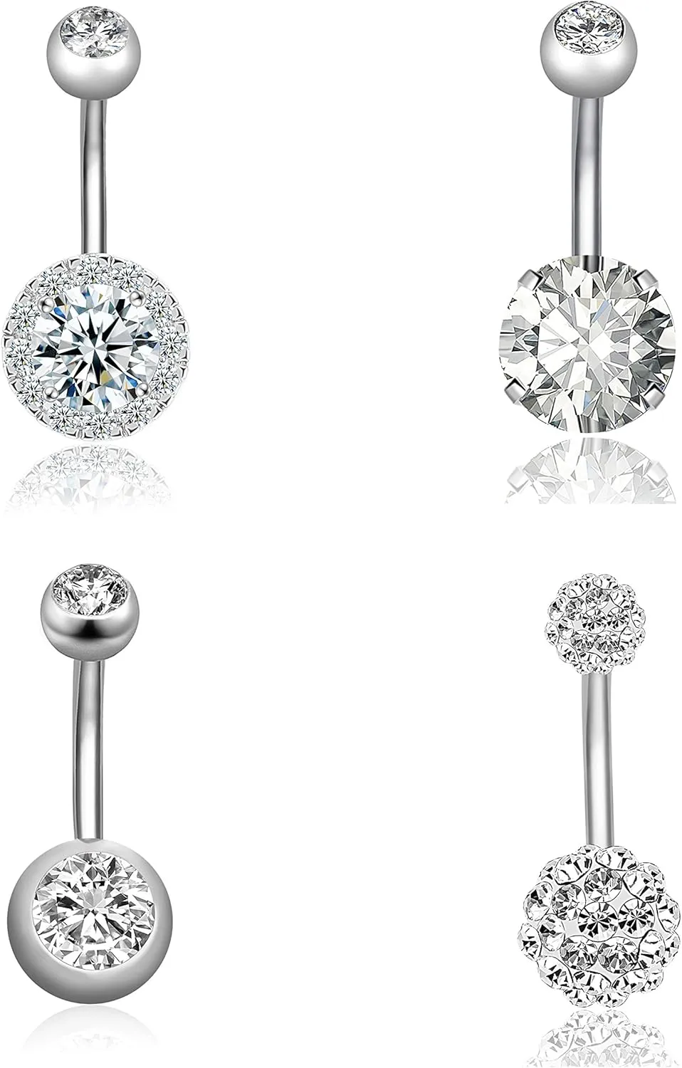 REVOLIA 14G Stainless Steel Belly Button Rings for Women Navel Rings CZ Body Piercing