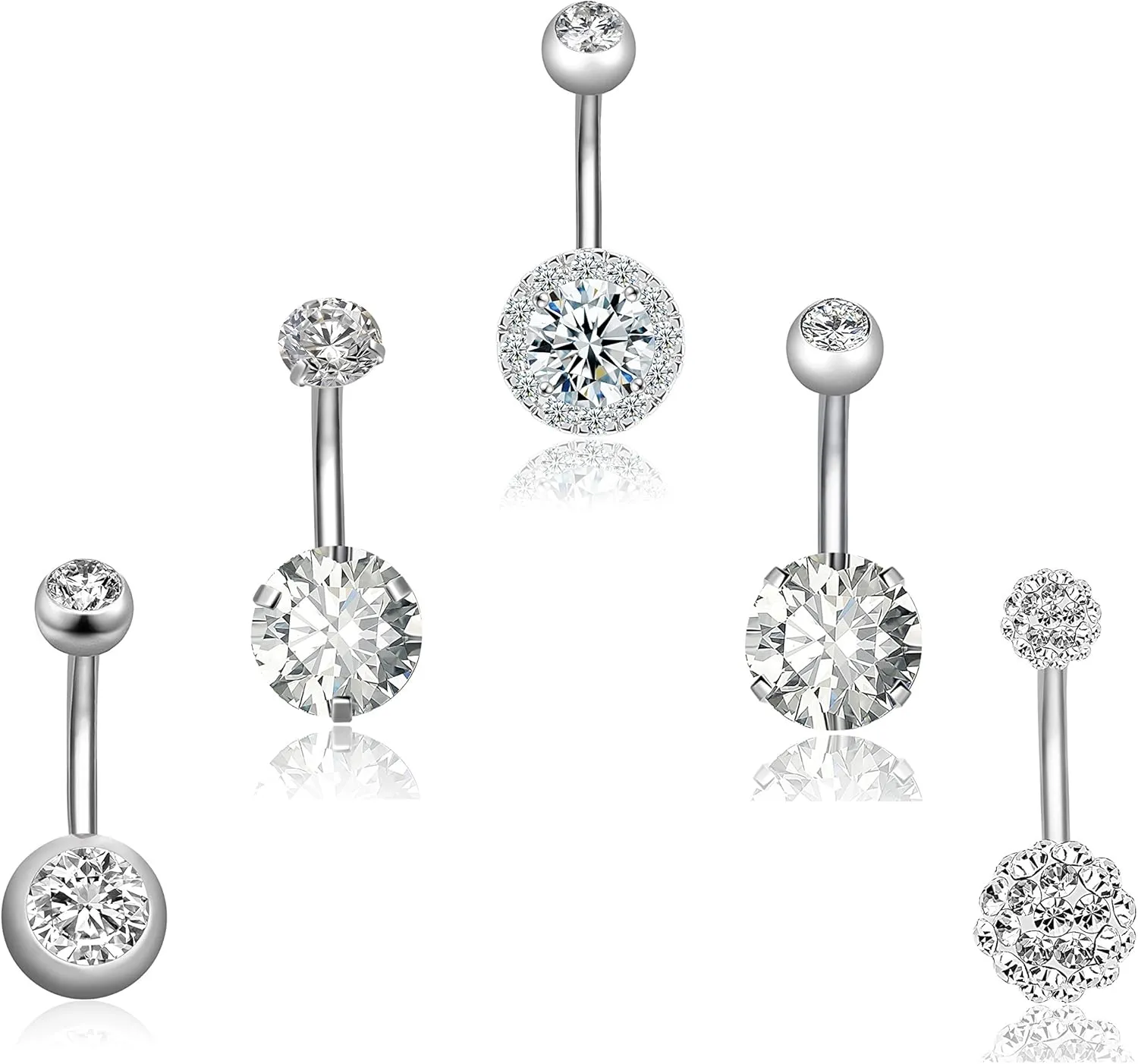 REVOLIA 14G Stainless Steel Belly Button Rings for Women Navel Rings CZ Body Piercing