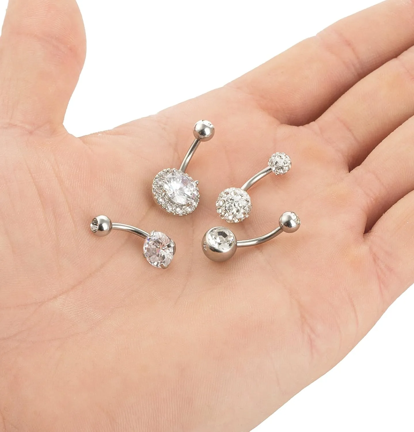 REVOLIA 14G Stainless Steel Belly Button Rings for Women Navel Rings CZ Body Piercing