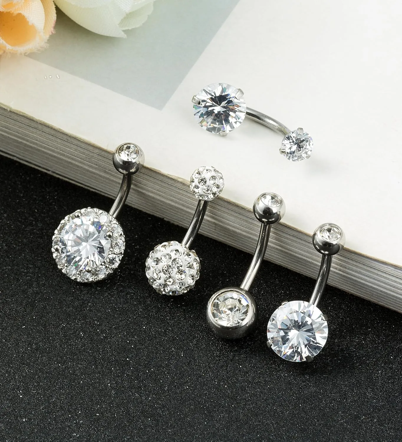REVOLIA 14G Stainless Steel Belly Button Rings for Women Navel Rings CZ Body Piercing