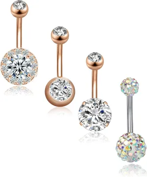 REVOLIA 14G Stainless Steel Belly Button Rings for Women Navel Rings CZ Body Piercing