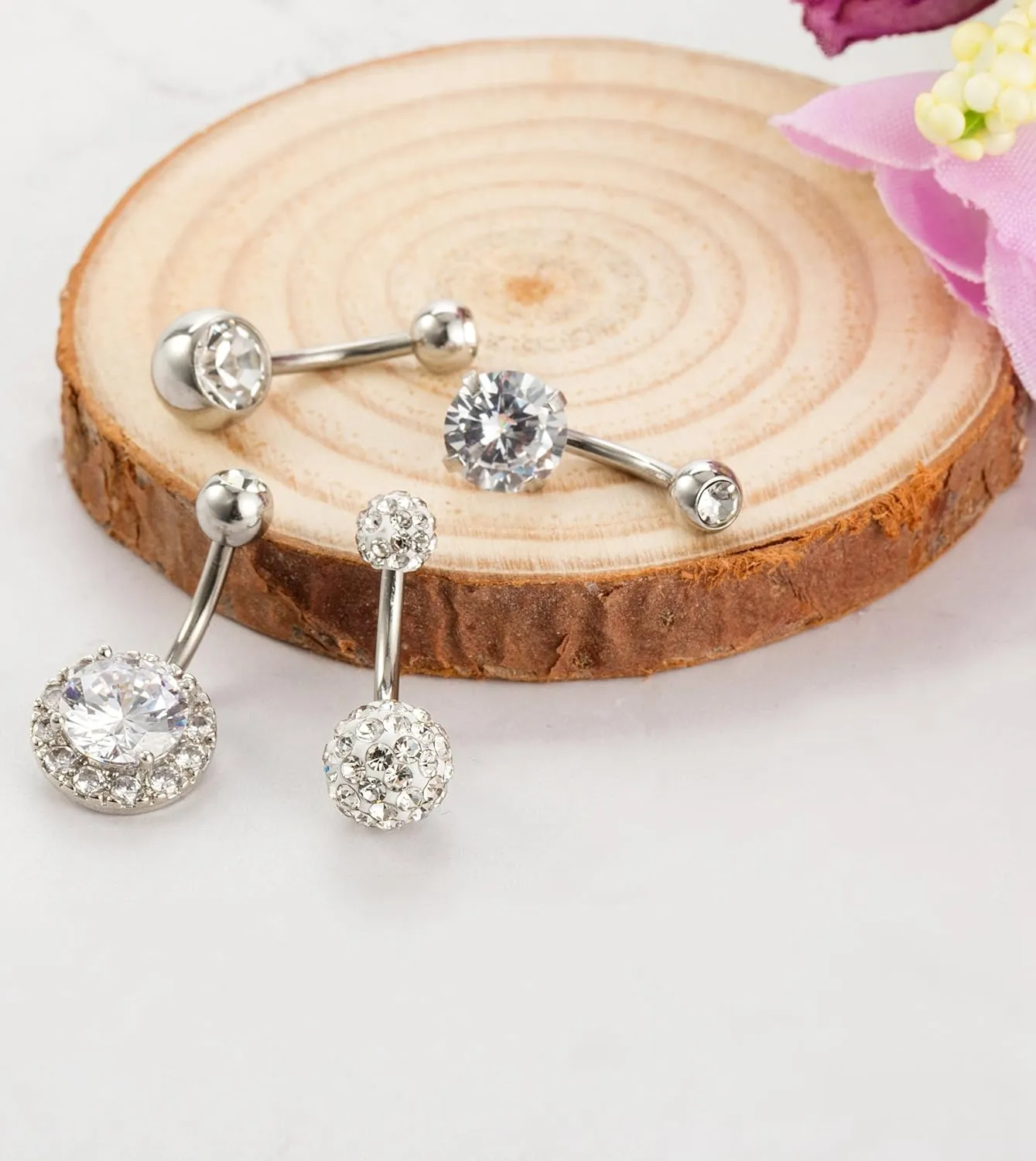 REVOLIA 14G Stainless Steel Belly Button Rings for Women Navel Rings CZ Body Piercing