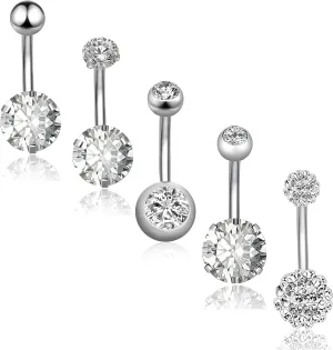 REVOLIA 14G Stainless Steel Belly Button Rings for Women Navel Rings CZ Body Piercing