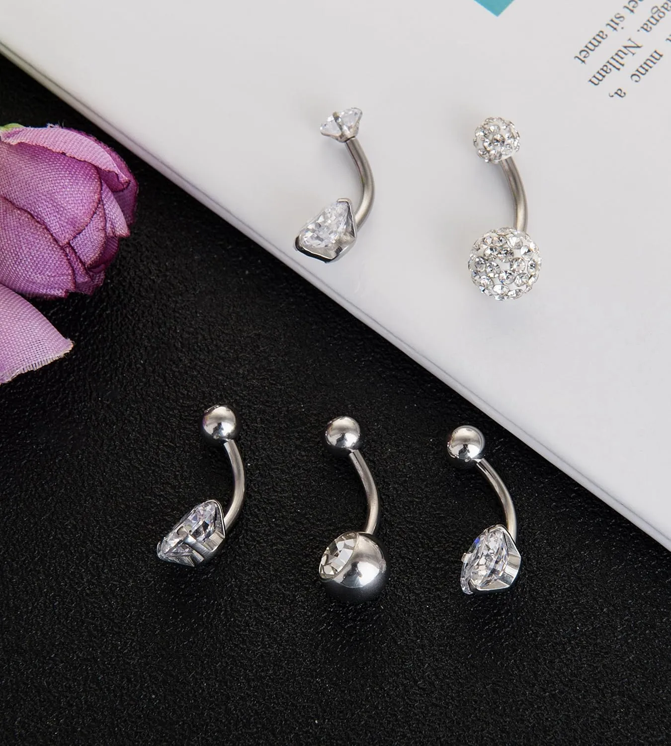 REVOLIA 14G Stainless Steel Belly Button Rings for Women Navel Rings CZ Body Piercing