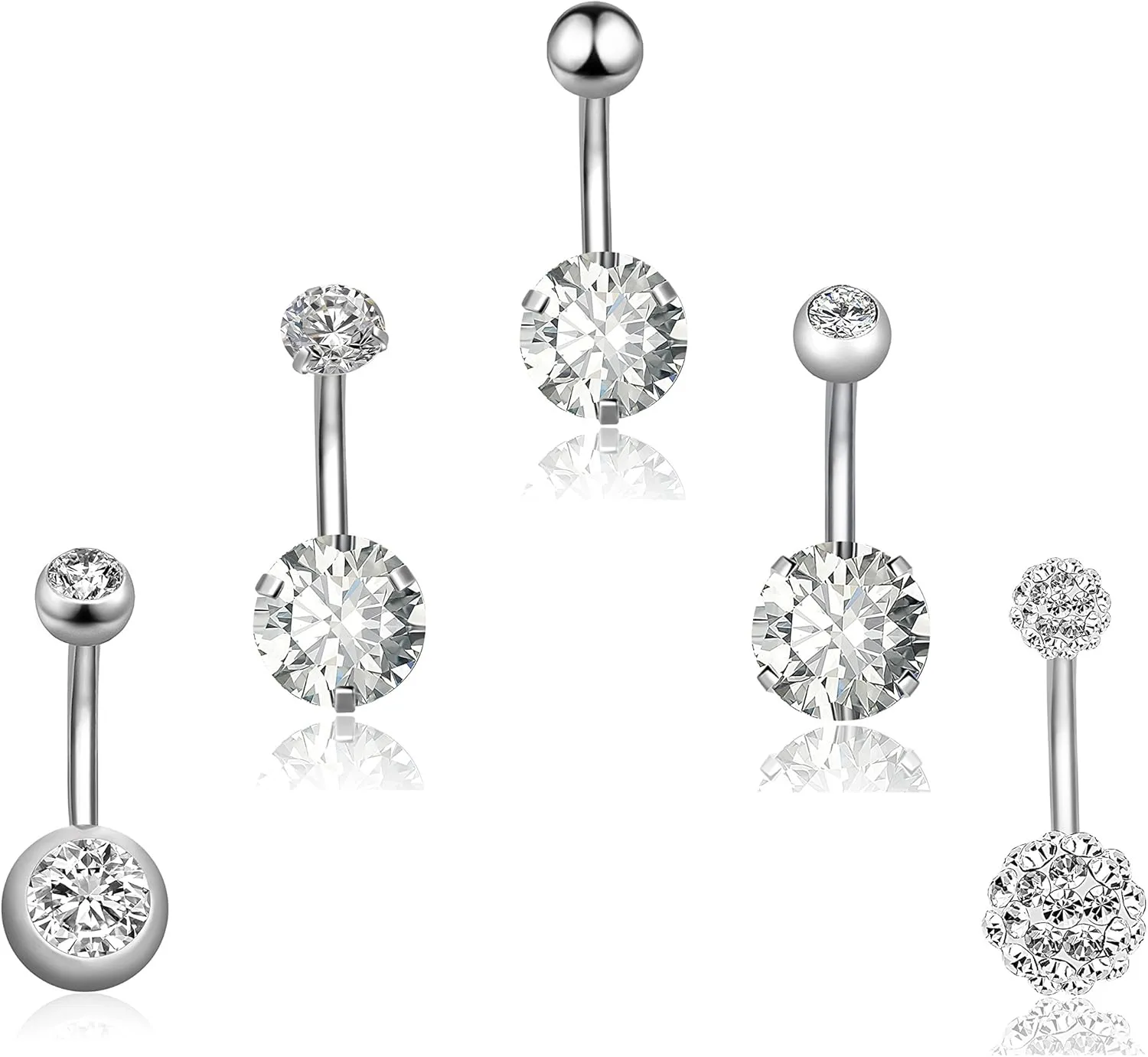 REVOLIA 14G Stainless Steel Belly Button Rings for Women Navel Rings CZ Body Piercing