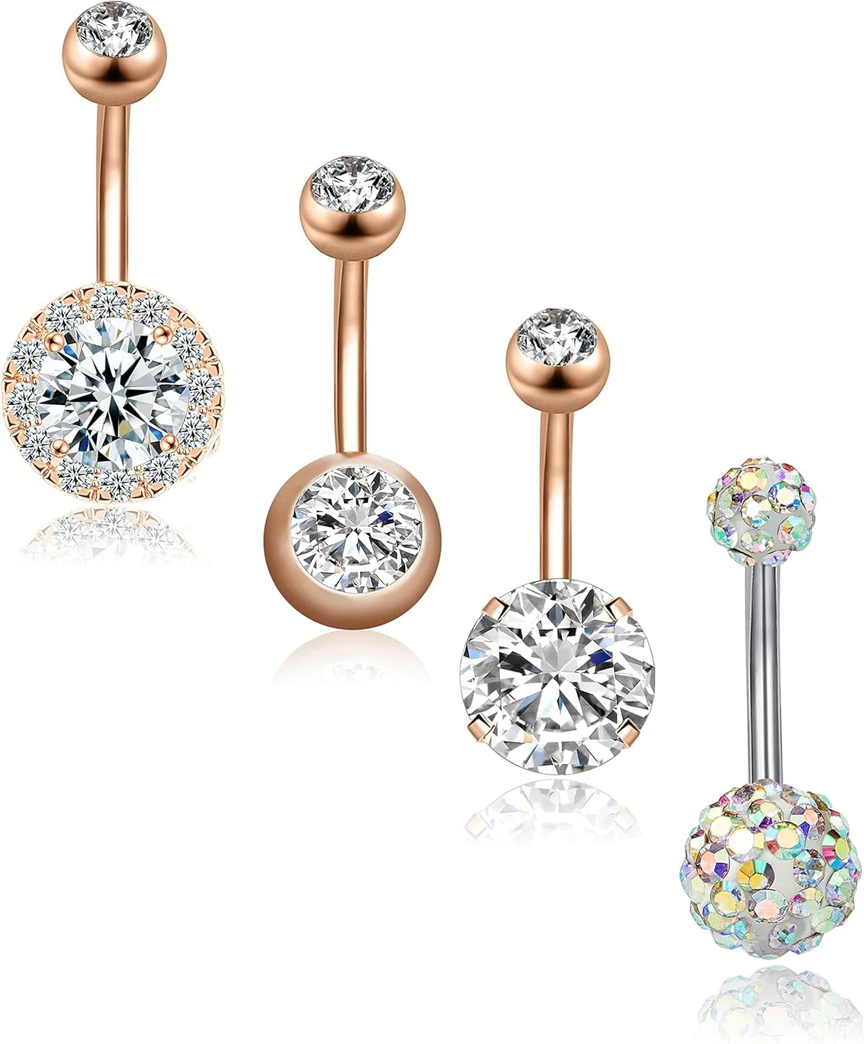 REVOLIA 14G Stainless Steel Belly Button Rings for Women Navel Rings CZ Body Piercing