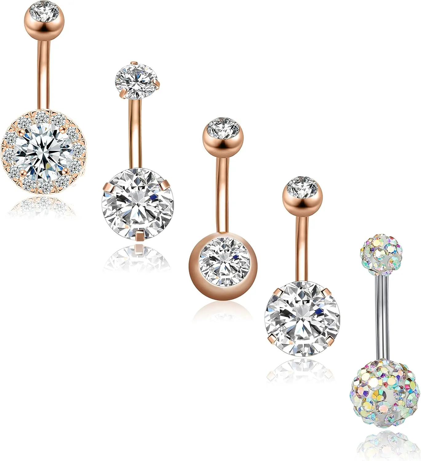REVOLIA 14G Stainless Steel Belly Button Rings for Women Navel Rings CZ Body Piercing