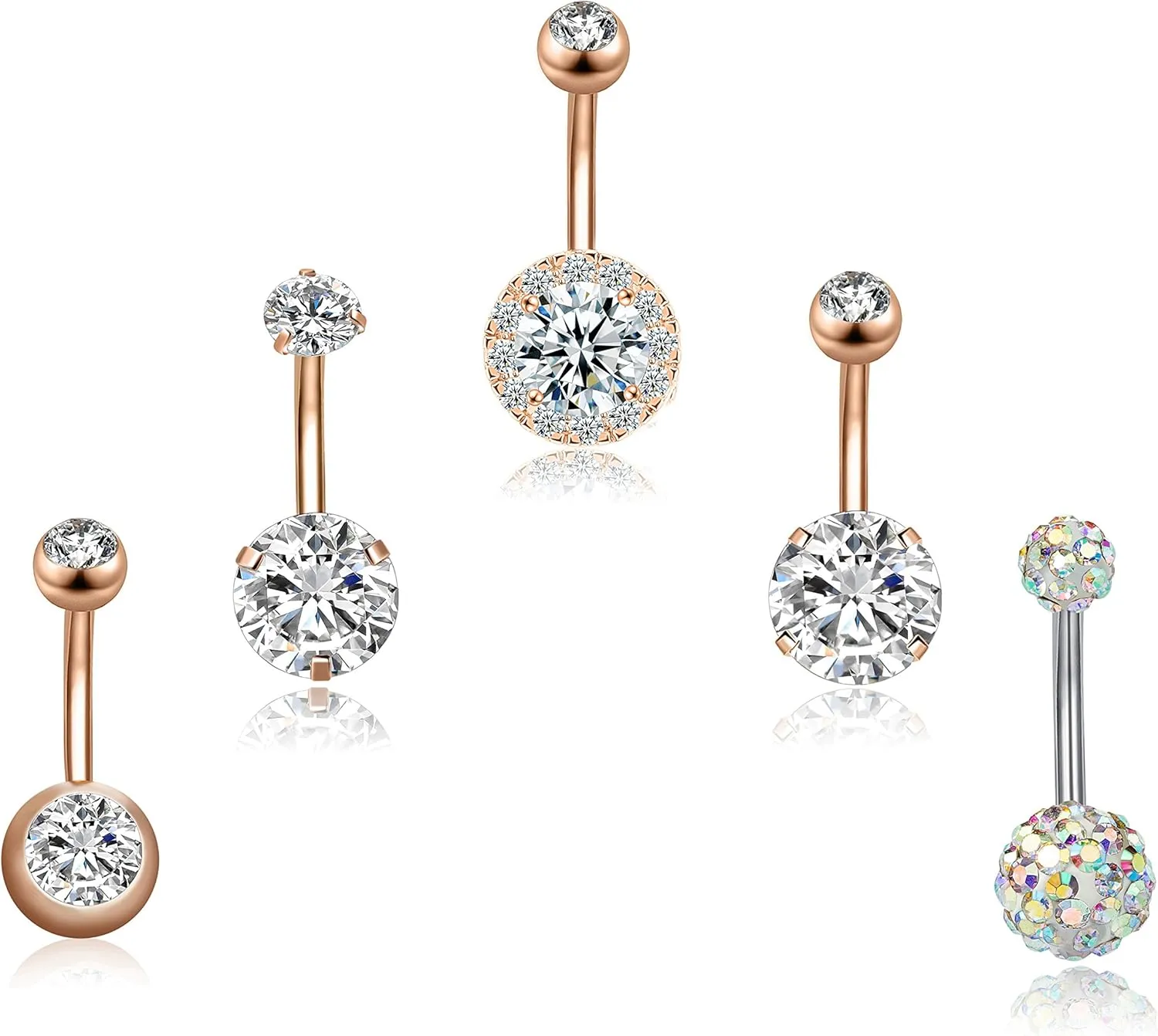 REVOLIA 14G Stainless Steel Belly Button Rings for Women Navel Rings CZ Body Piercing