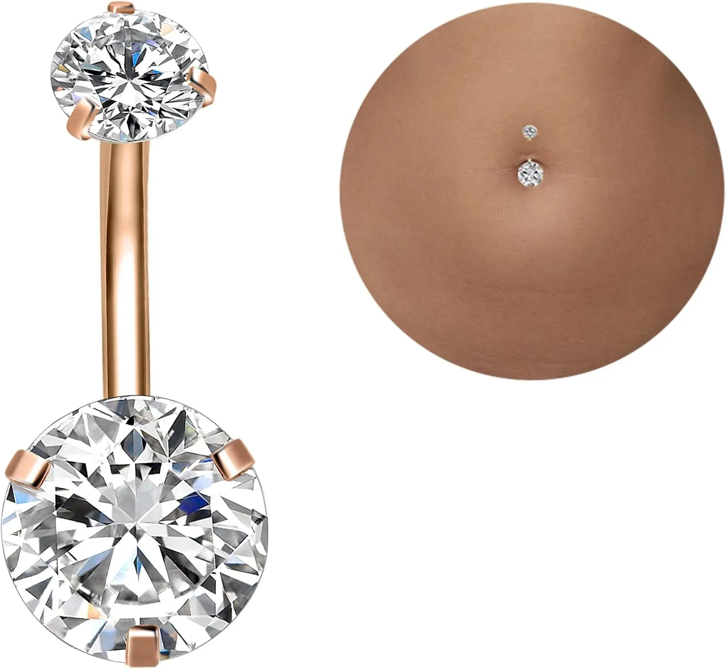 REVOLIA 14G Stainless Steel Belly Button Rings for Women Navel Rings CZ Body Piercing