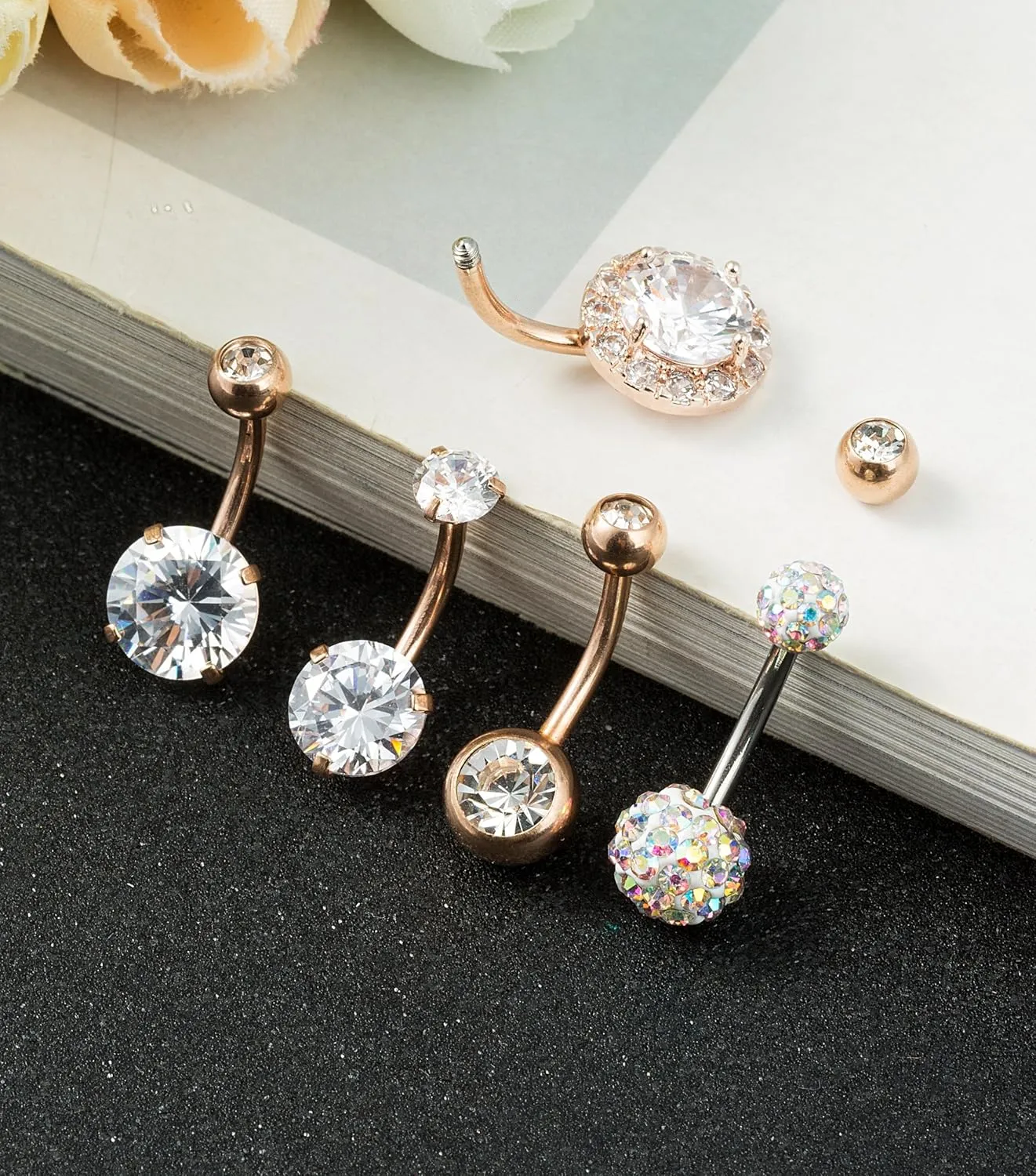 REVOLIA 14G Stainless Steel Belly Button Rings for Women Navel Rings CZ Body Piercing
