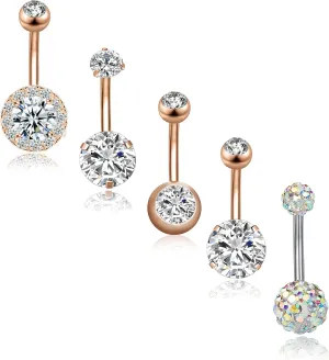 REVOLIA 14G Stainless Steel Belly Button Rings for Women Navel Rings CZ Body Piercing