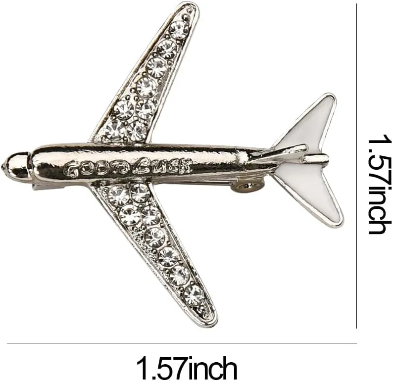 Rhinestone Aircraft Brooches Metal Airplane Lapel Pins for Men Airplane Badge Brooches for Suit Brooch Pins Accessories for Men