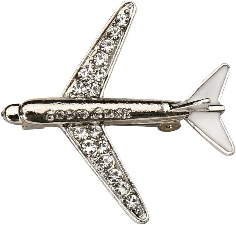Rhinestone Aircraft Brooches Metal Airplane Lapel Pins for Men Airplane Badge Brooches for Suit Brooch Pins Accessories for Men