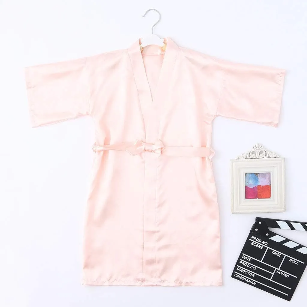 Robes Satin Baby Toddler Silk Bathrobe Clothes Solid Kimono Kids Girls Sleepwear Girls Coat&jacket Girls Sequin