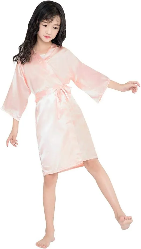 Robes Satin Baby Toddler Silk Bathrobe Clothes Solid Kimono Kids Girls Sleepwear Girls Coat&jacket Girls Sequin