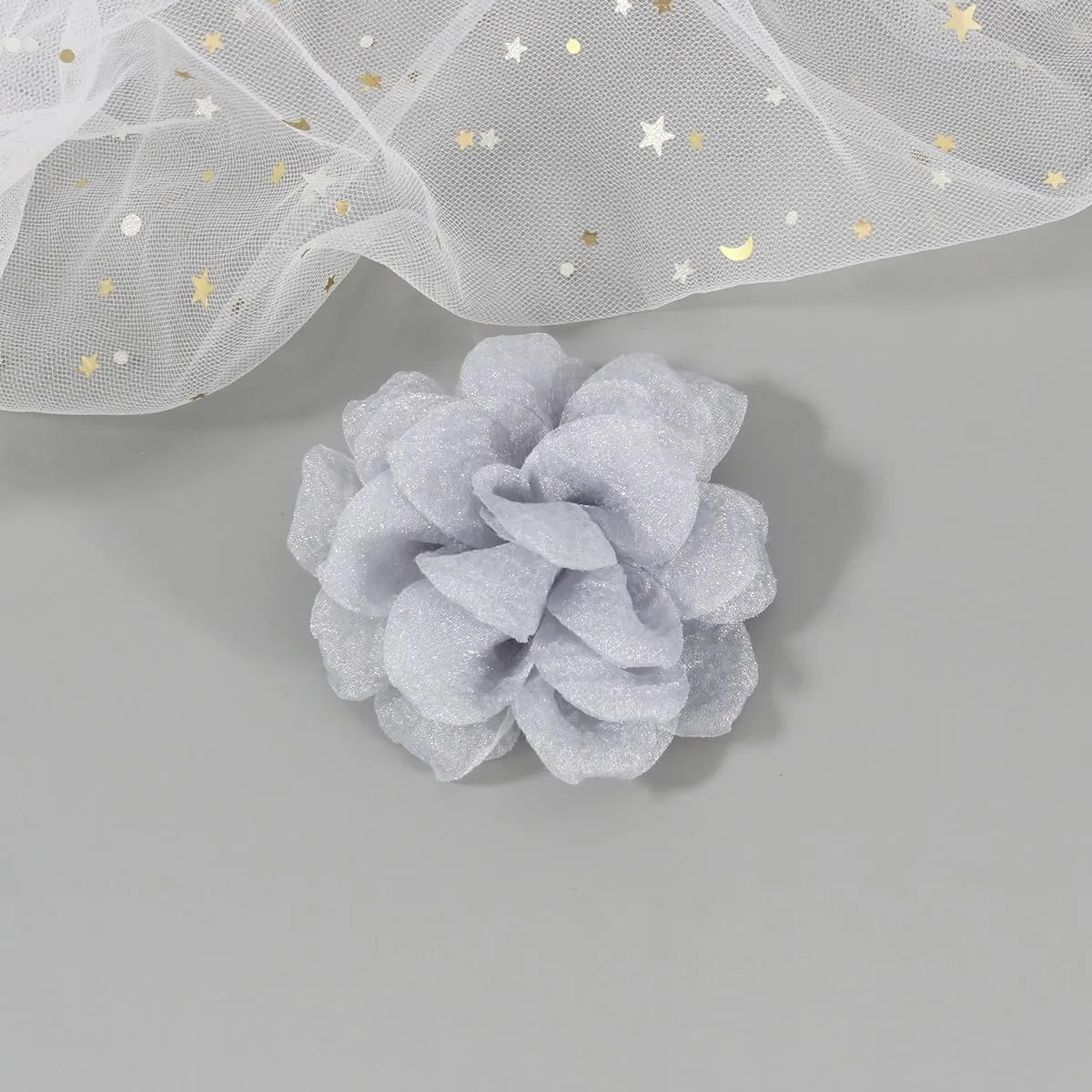 Rose Flower Brooches and Clips for Women | Light Gray Brooches with Hair Clip | Lapel and Hat Pins, 3.1 Inches