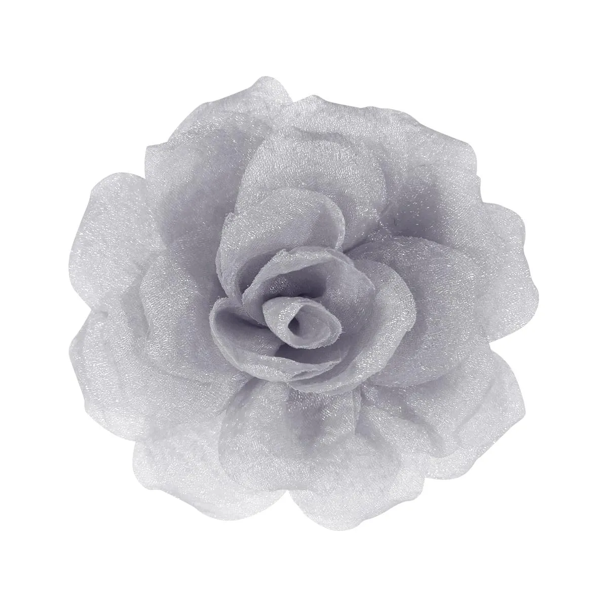 Rose Flower Brooches and Clips for Women | Light Gray Brooches with Hair Clip | Lapel and Hat Pins, 3.1 Inches