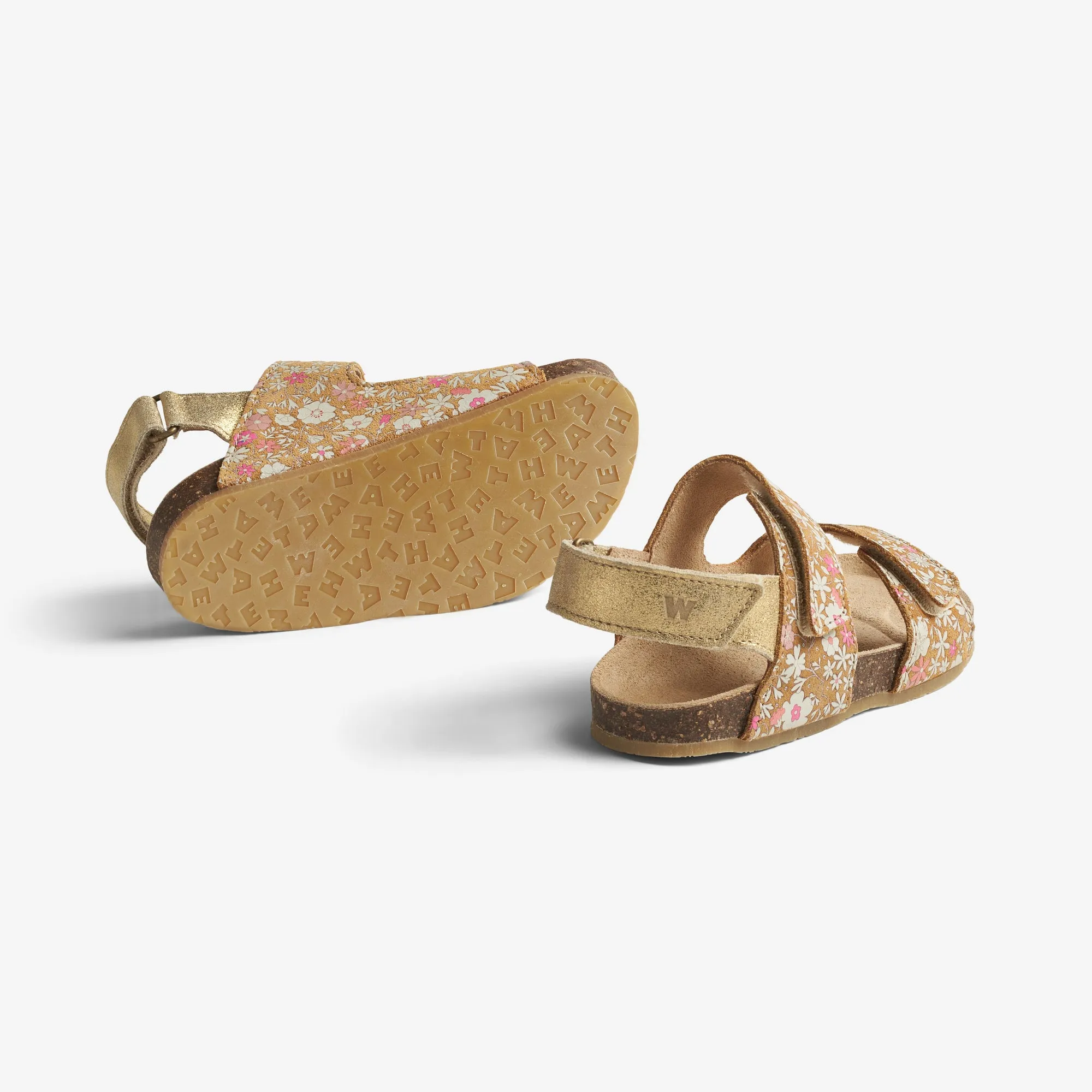 Sandal Clara - gold white flowers