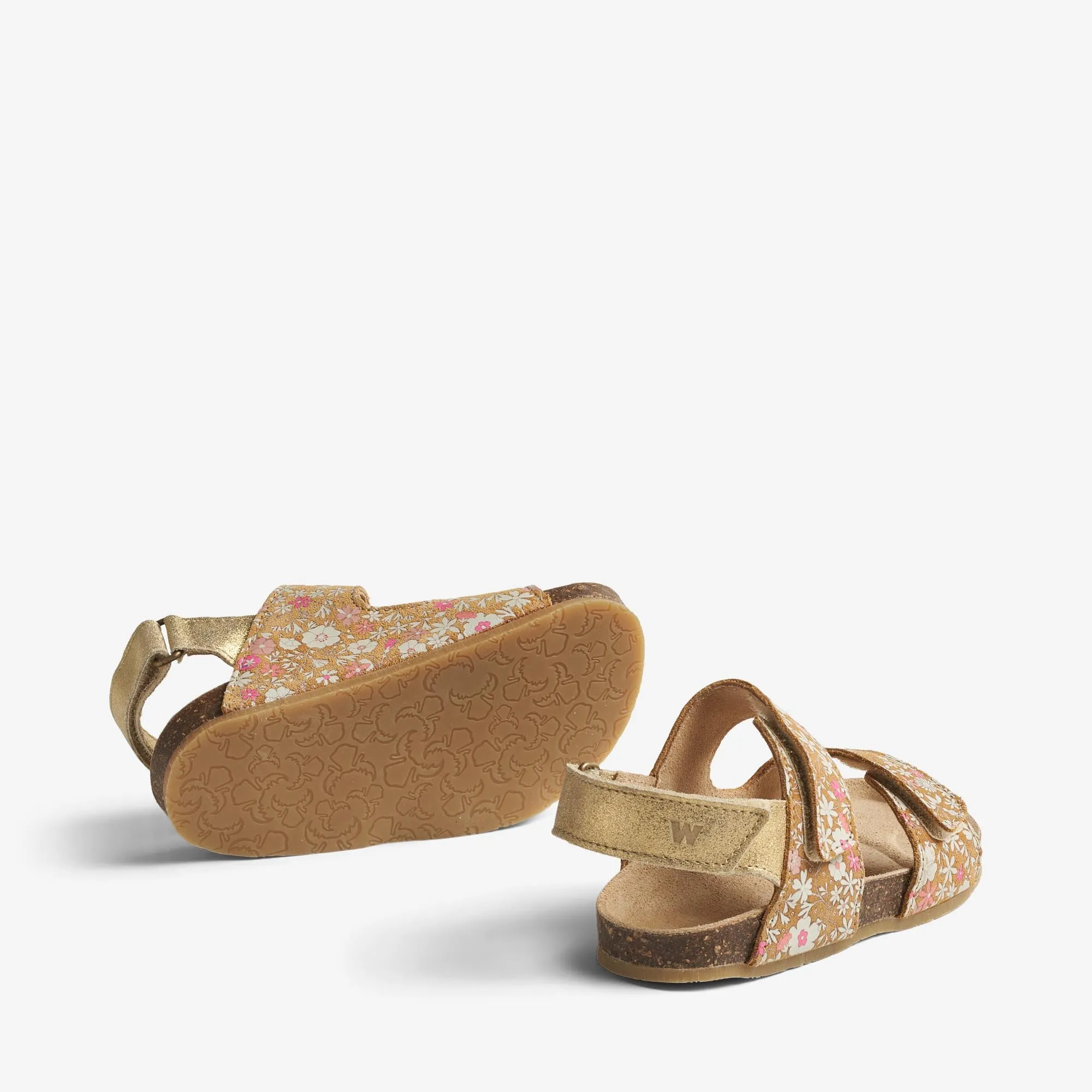 Sandal Clara - gold white flowers