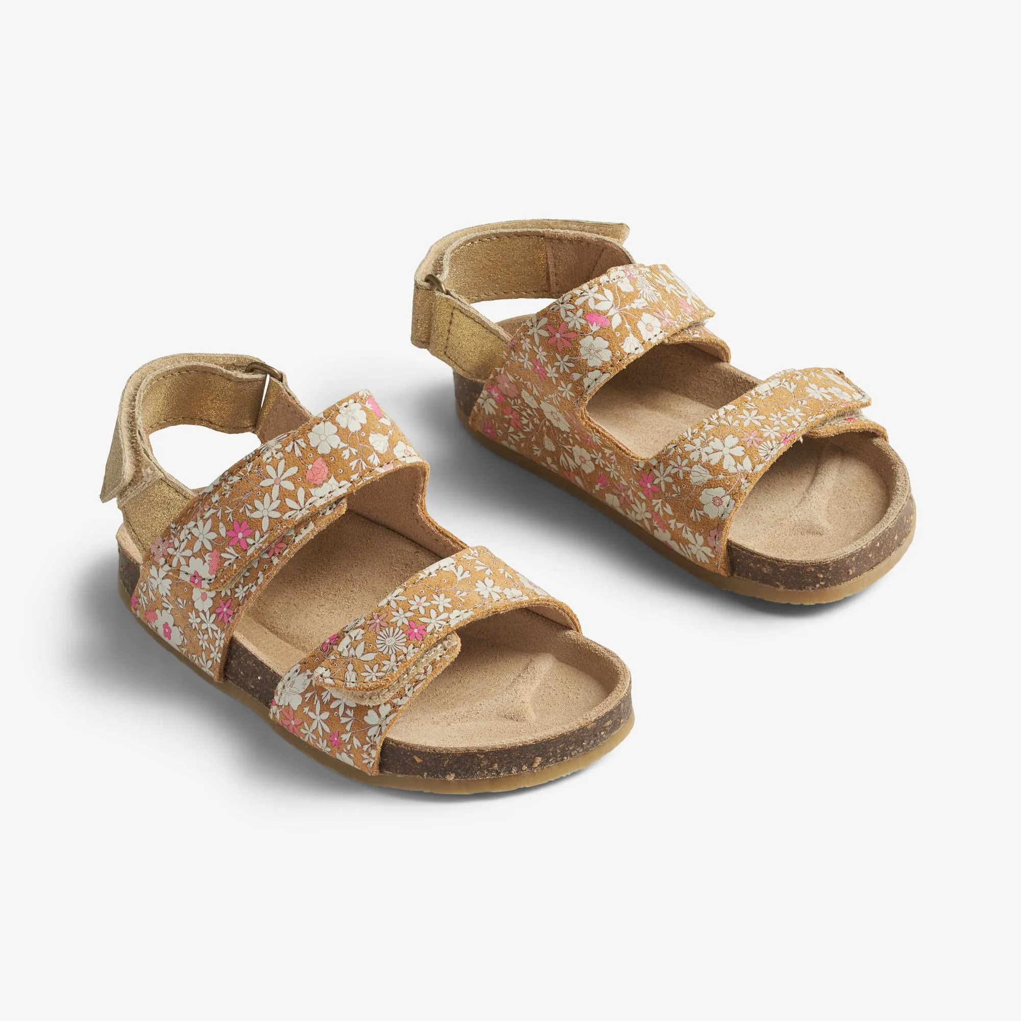 Sandal Clara - gold white flowers