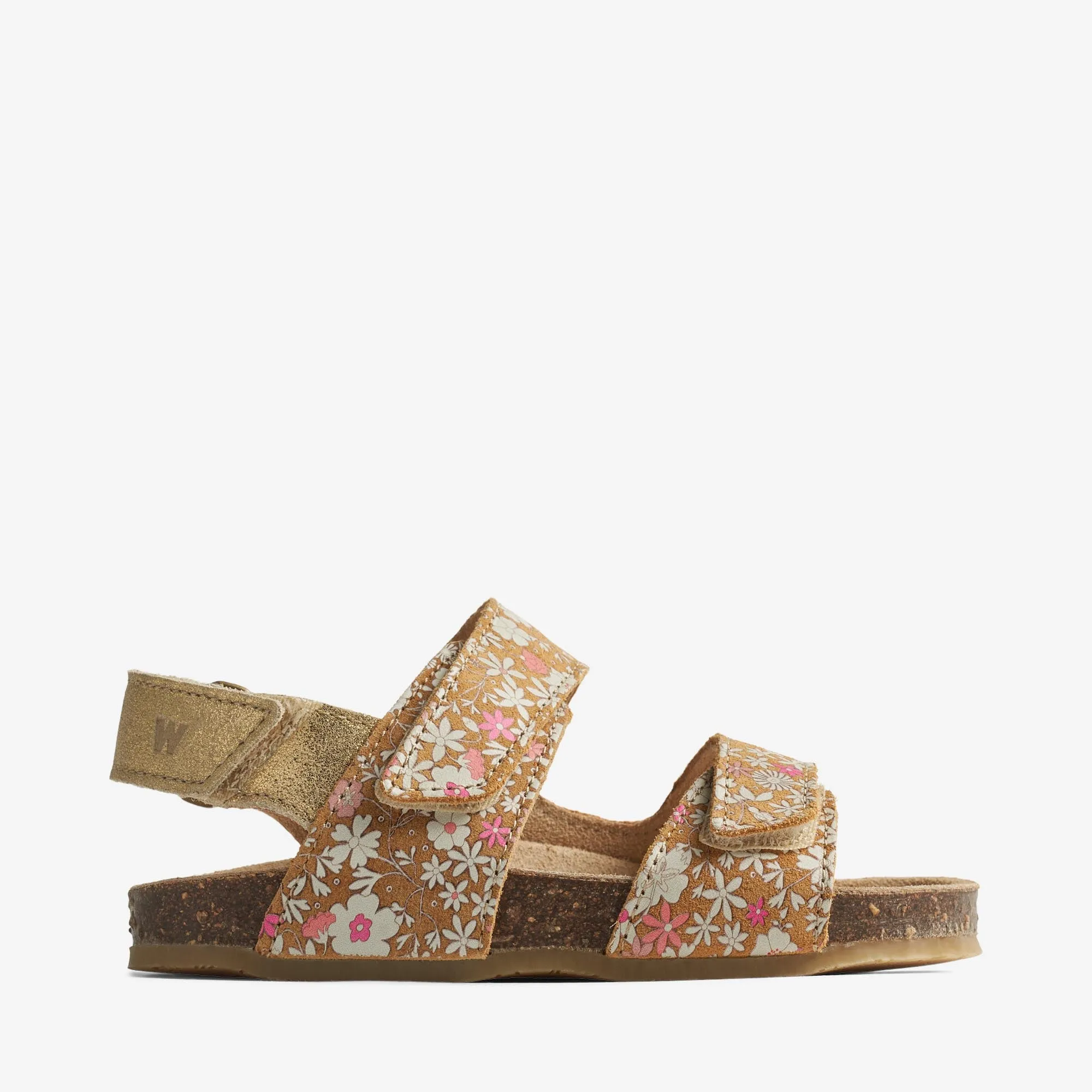 Sandal Clara - gold white flowers