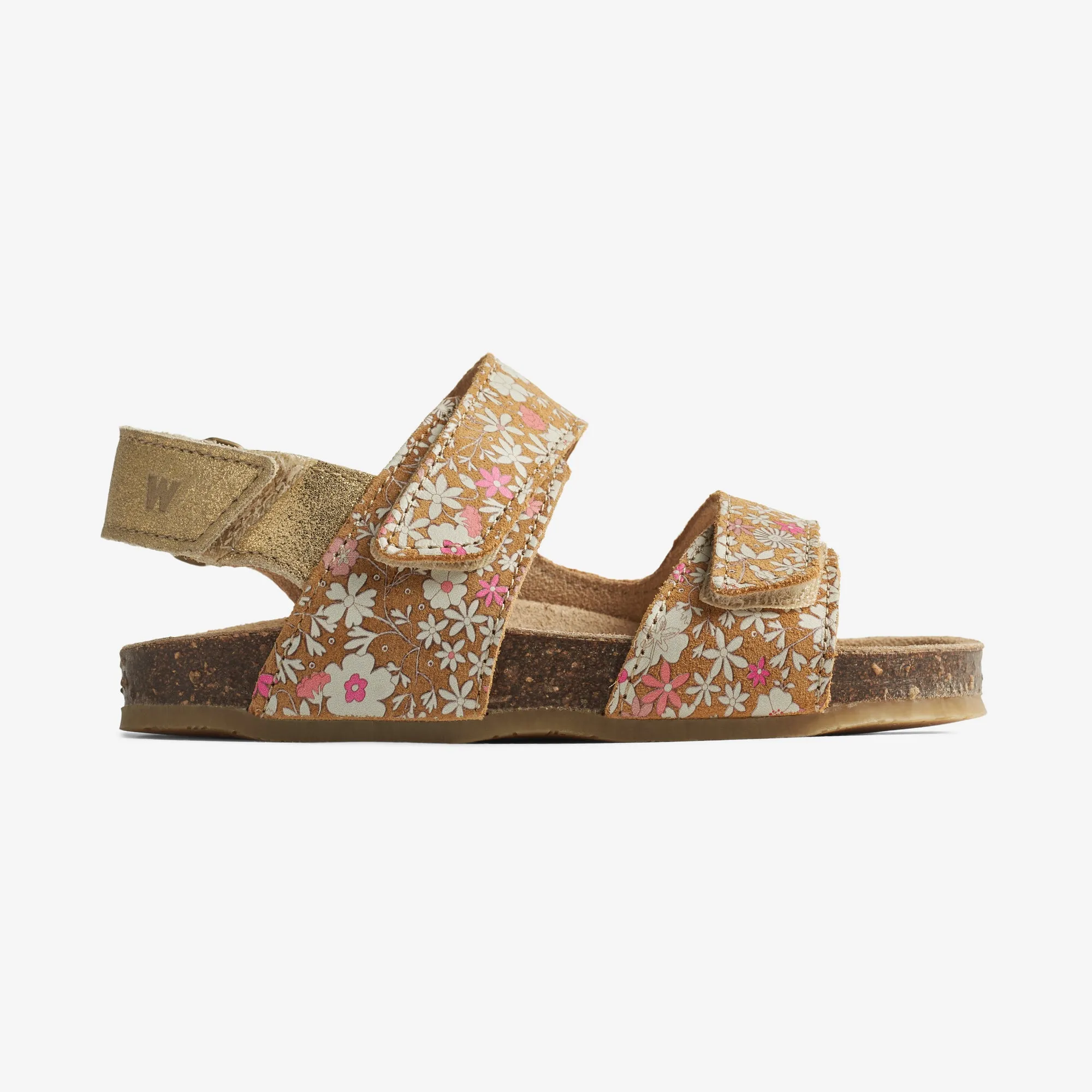 Sandal Clara - gold white flowers