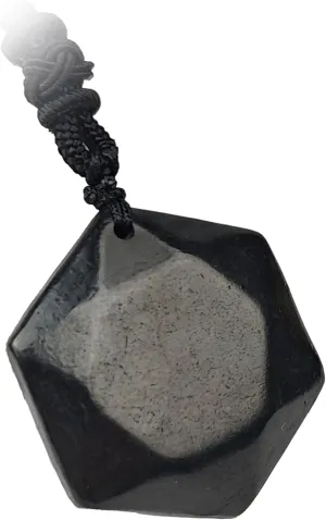 Shungite Crystal jewelry with rope natural hexagon black shungite crystal pendants
