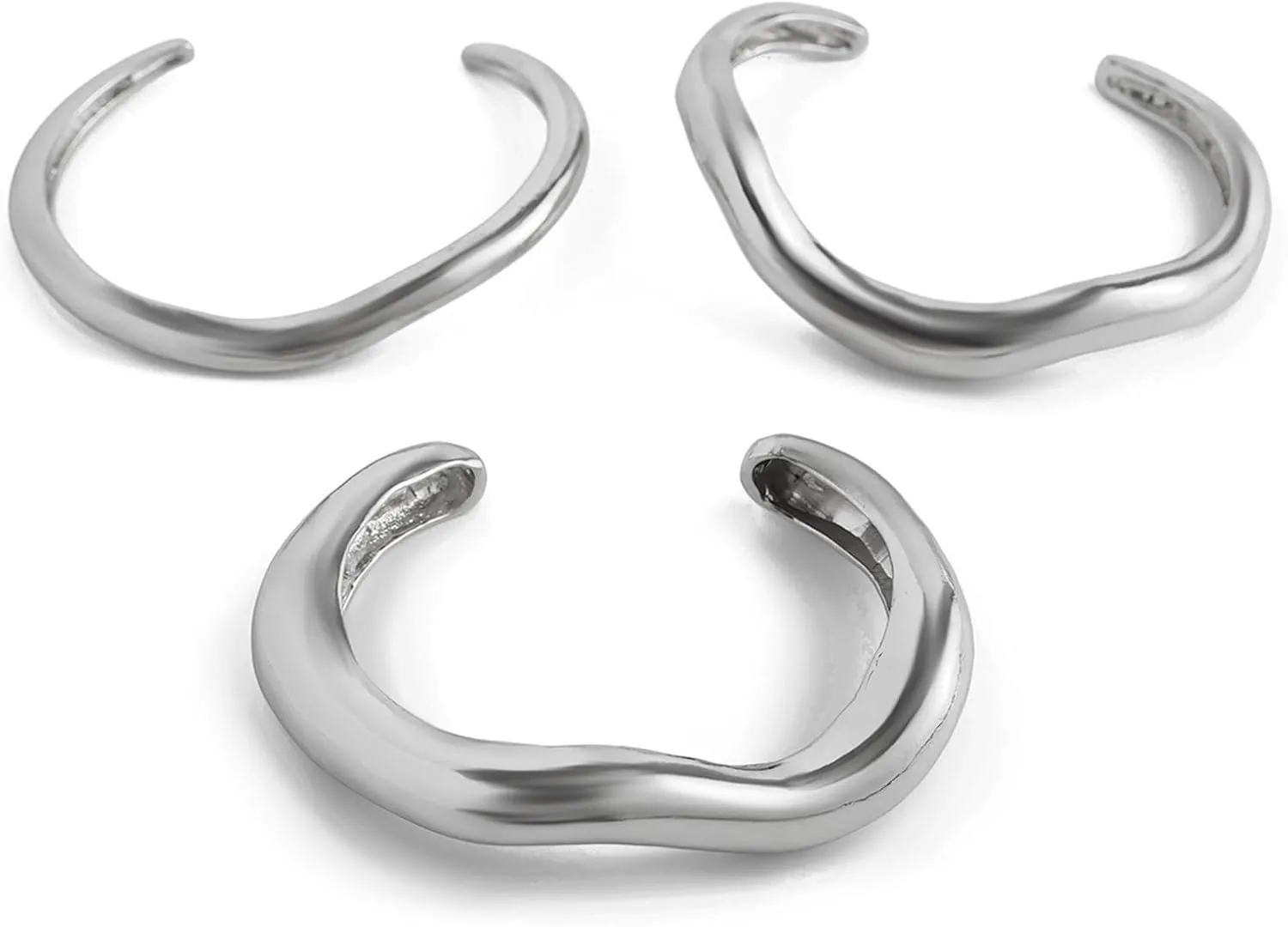 Silver Bangles for Women Chunky Gold Cuff Bracelet Non Tarnish Trendy Statement Jewelry Gifts