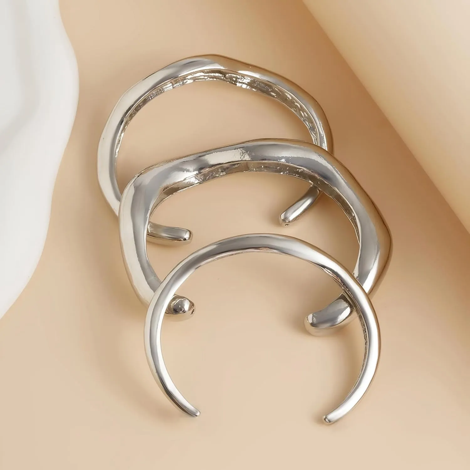 Silver Bangles for Women Chunky Gold Cuff Bracelet Non Tarnish Trendy Statement Jewelry Gifts