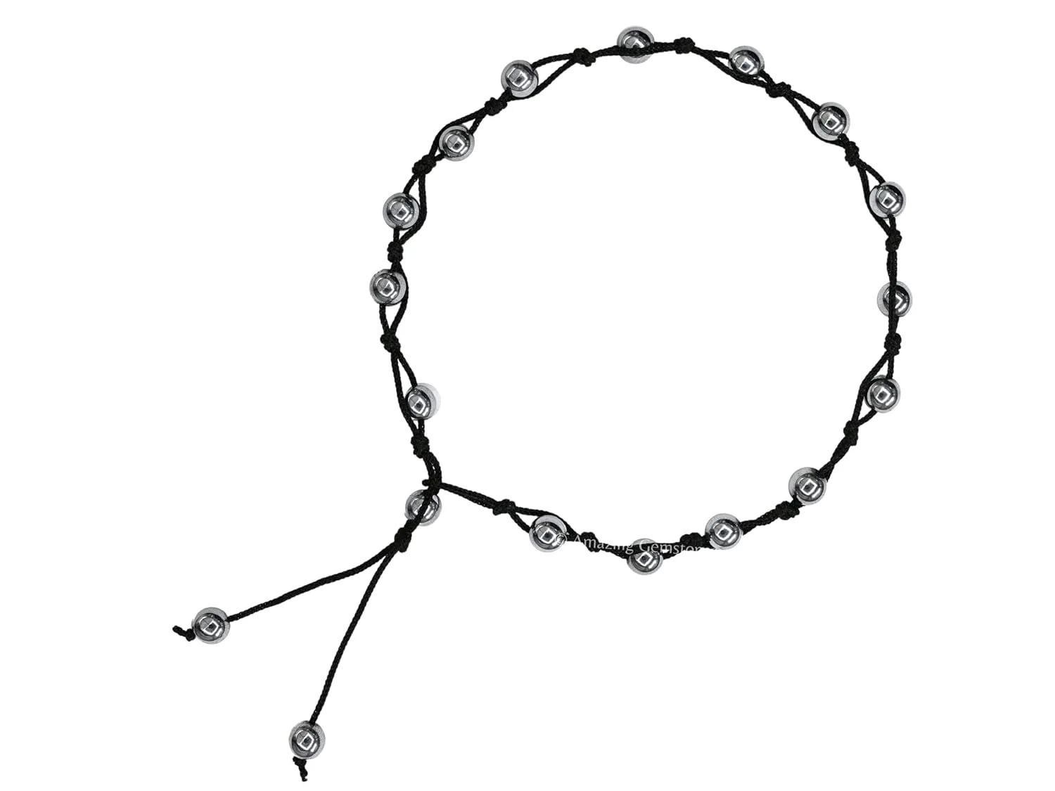 Silver Hematite Anklet Ankle Bracelets for Women - Waterproof Beaded Healing Crystal Anklets, Plus Size Chakra Gemstone Bead Anklet (Stretchy Adjustable - Hand Knotted)