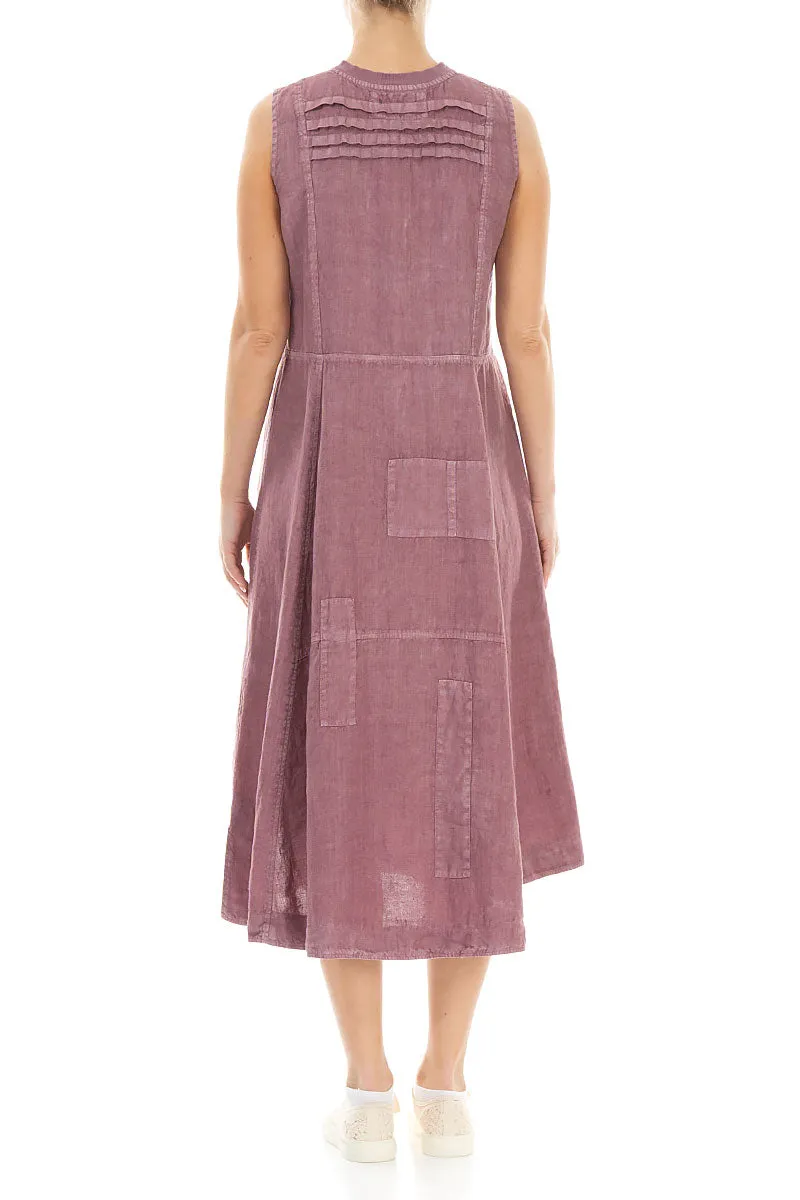 Sleeveless Off-Dye Mauve Taupe Linen Dress