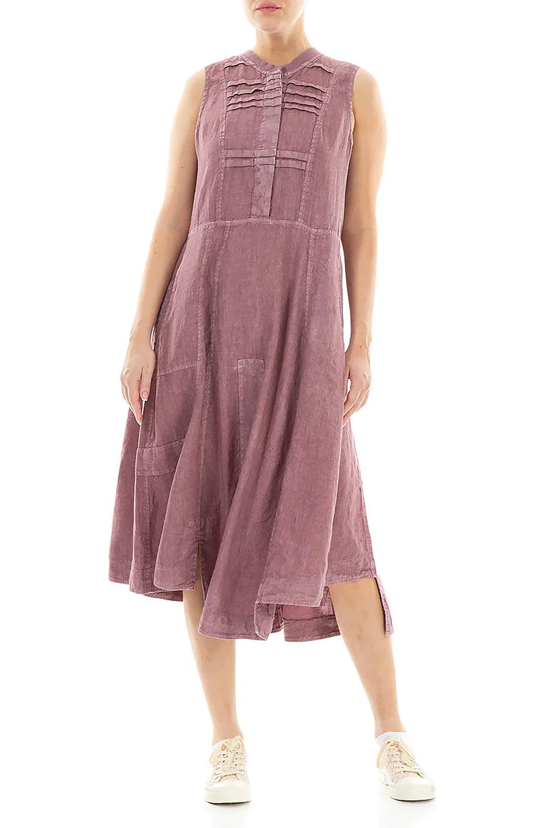 Sleeveless Off-Dye Mauve Taupe Linen Dress
