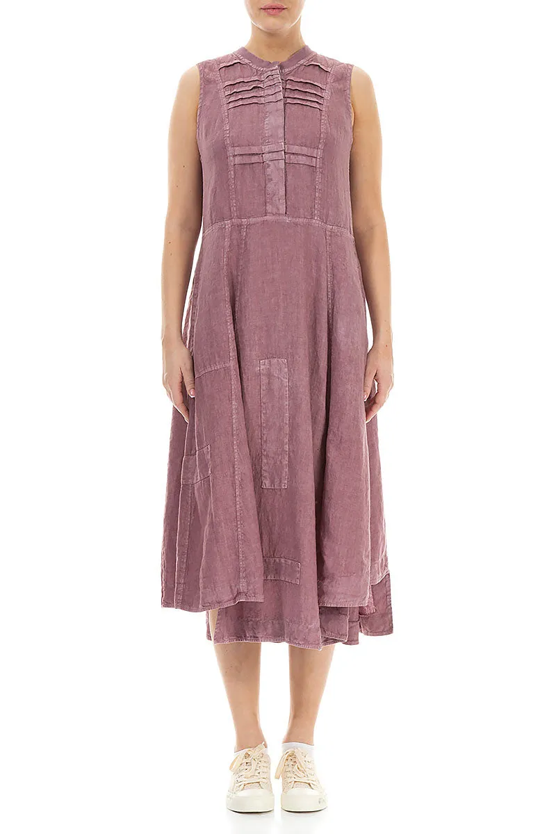 Sleeveless Off-Dye Mauve Taupe Linen Dress