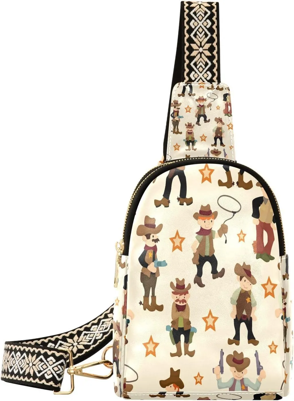 Small Sling Bag Fanny Packs Crossbody Bags for Women Stars West Cowboy Leather Fashion Chest Bag Belt Bag for Women for Travel Sports Running Hiking