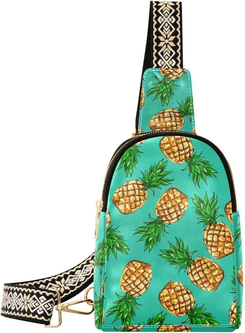 Small Sling Bag for Women Pineapple Tropical PC Leather Fanny Pack Crossbody Fashion Fashion Waist Packs Chest Bag for Travel Sports Running Hiking