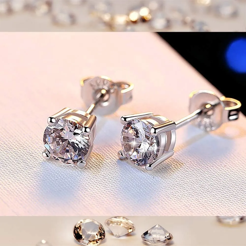 Small Stud Earrings for Women Sterling Silver 4mm Hypoallergenic