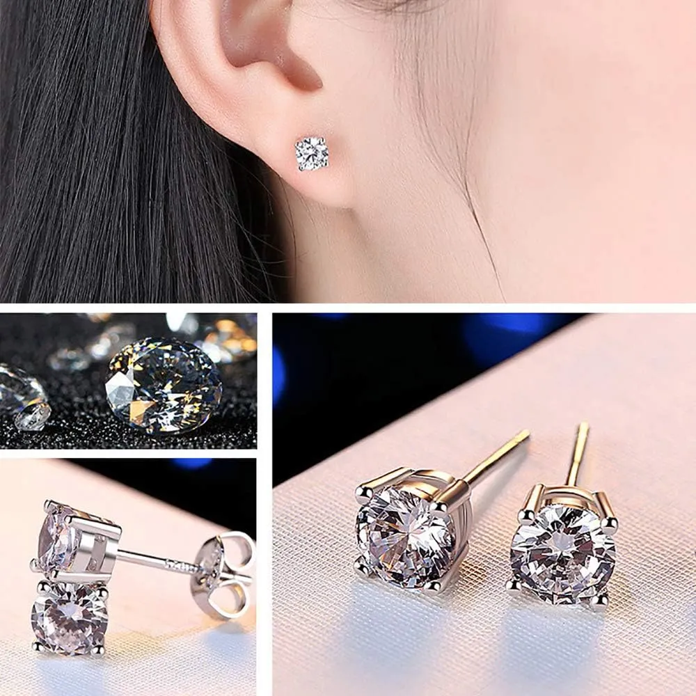 Small Stud Earrings for Women Sterling Silver 4mm Hypoallergenic