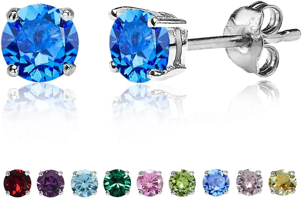 Small Stud Earrings for Women Sterling Silver 4mm Hypoallergenic