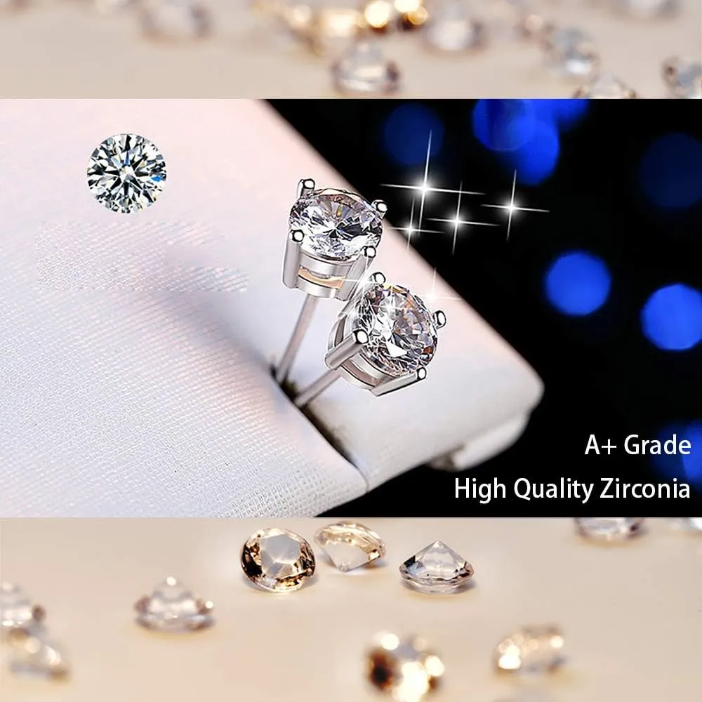 Small Stud Earrings for Women Sterling Silver 4mm Hypoallergenic