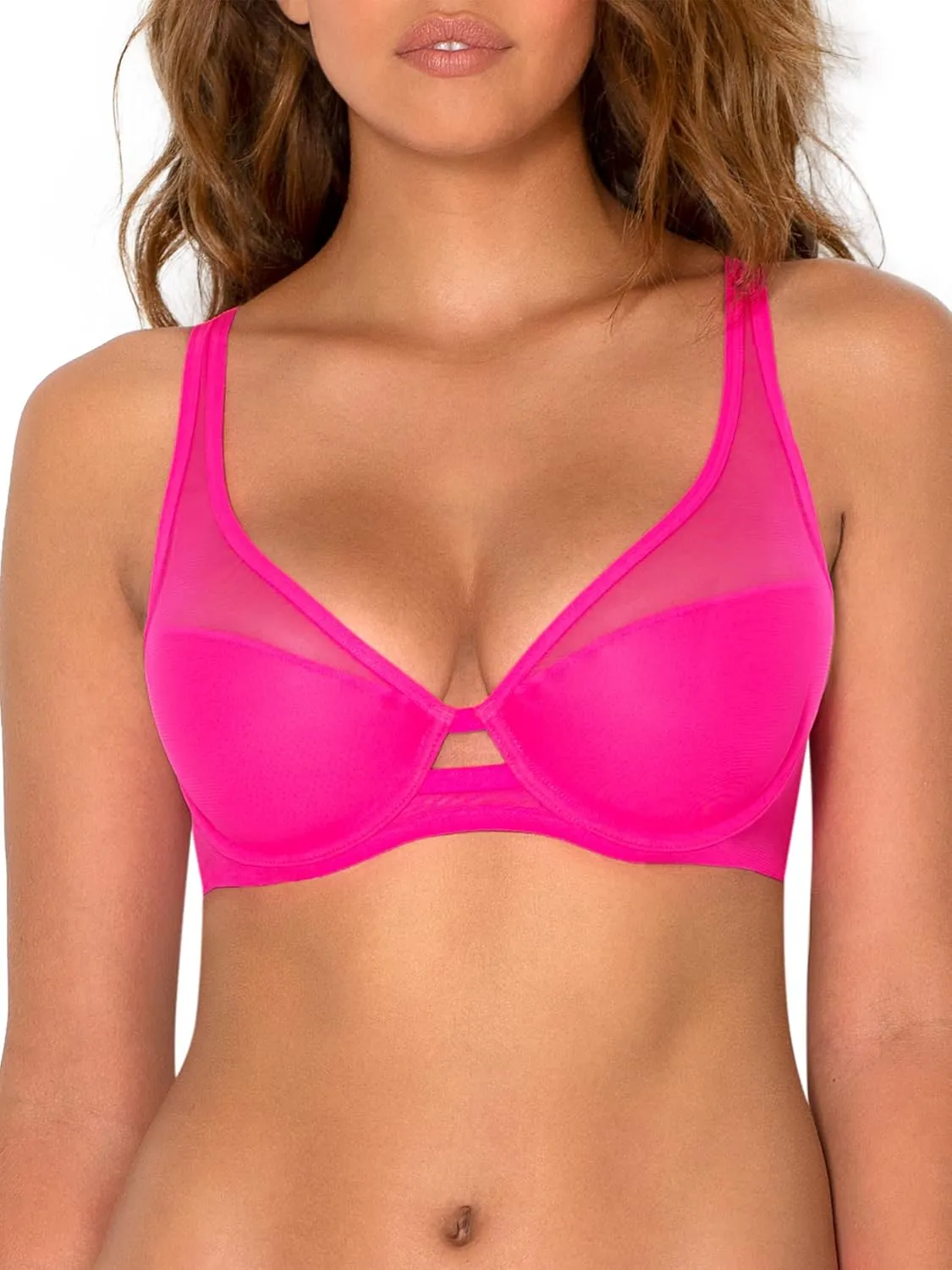 Smart & Sexy Women's Plunge Bra  Mesh Design for Alluring Lift and Comfort