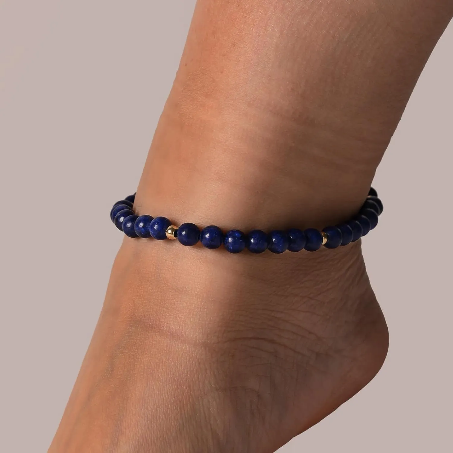 Softones 6mm Natural Stone Anklet for Women Gemstone Ankle Bracelets for Women Healing Energy Crystal Anklets Adjustable(8.5-10 Inches)