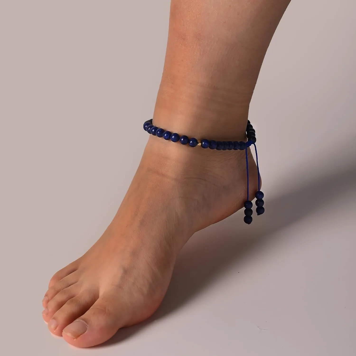 Softones 6mm Natural Stone Anklet for Women Gemstone Ankle Bracelets for Women Healing Energy Crystal Anklets Adjustable(8.5-10 Inches)
