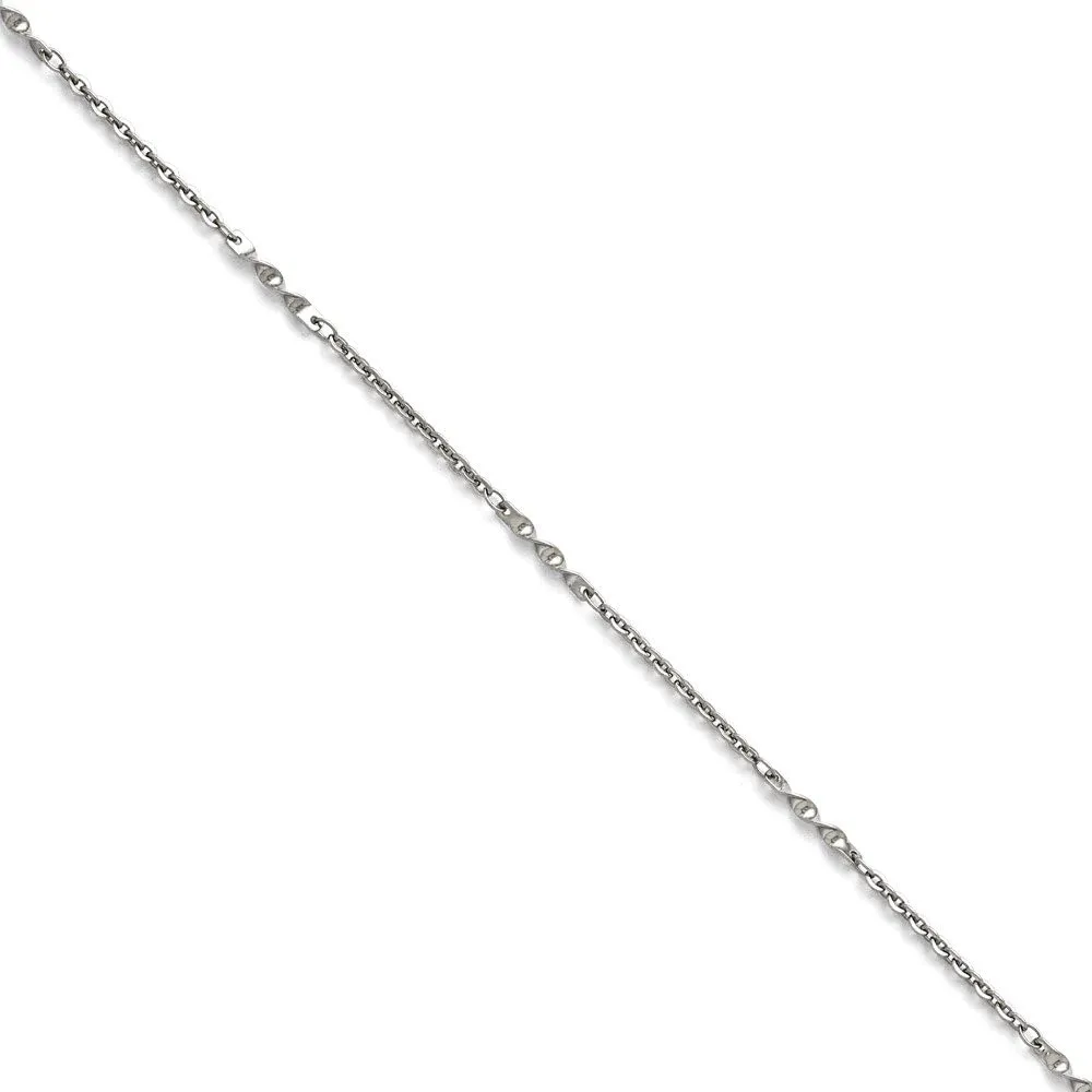 Solid Stainless Steel Unique Link Foot Chain Ankle Bracelet Anklet - with Secure Lobster Lock Clasp 9.5"