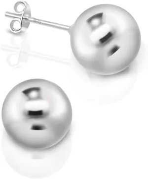 Sterling Silver Ball Earrings for Women - Sterling Silver Studs - Stud Earrings for Men - Ball Stud Earings - Ear Rings for Men - Hypoallergnic Studs Earings - From 2 mm to 12 mm