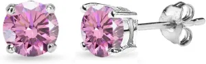 Sterling Silver Birthstone Crystal Solitaire Stud Earrings for Women and Men